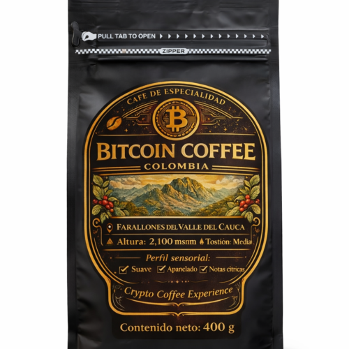 BITCOIN COFFEE  Café de Especialidad – Edición Premium .                                             Contenido neto: 400 g